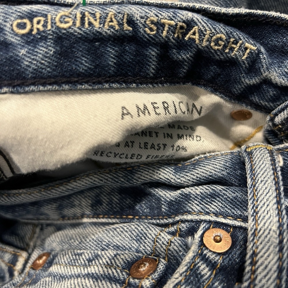 American Eagle Jeans Mens 28x28 Blue Straight Medium Wash Preppy Stretch Denim - Picture 4 of 12